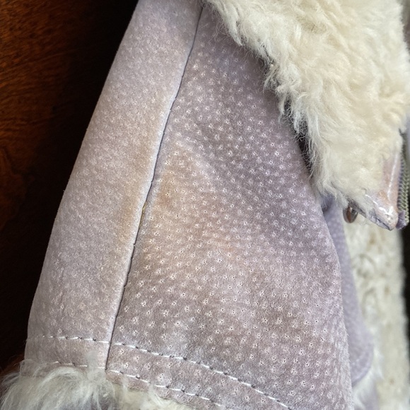 Wilsons Leather Maxima Suede Lavender Faux Fur Trim Lining Jacket 90s Y2K Size S - Picture 14 of 16